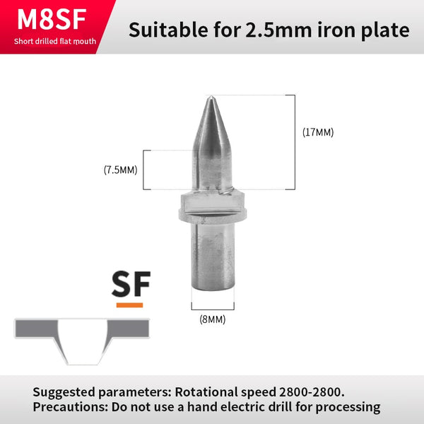 M8x1.25 Metric Tap Short Flat（φ 7.3 mm）Suitable for carbon steel