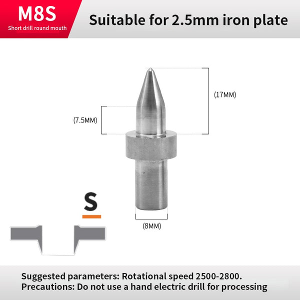 M8x1.25 Metric Tap Short Round（φ 7.3 mm）Suitable for carbon steel